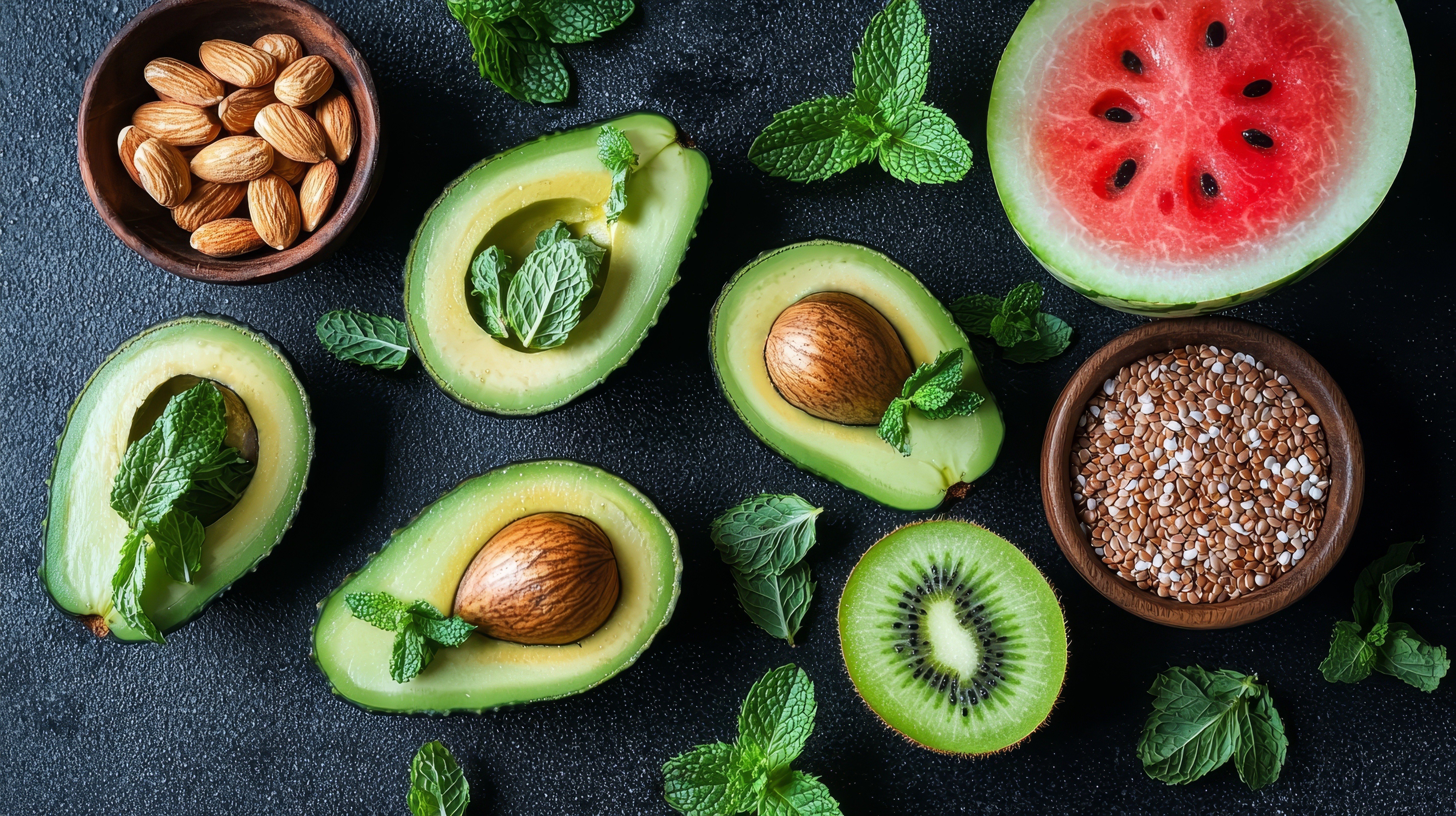 spa-quality fresh ingredients, such as avocado, mint, watermelon, and almonds