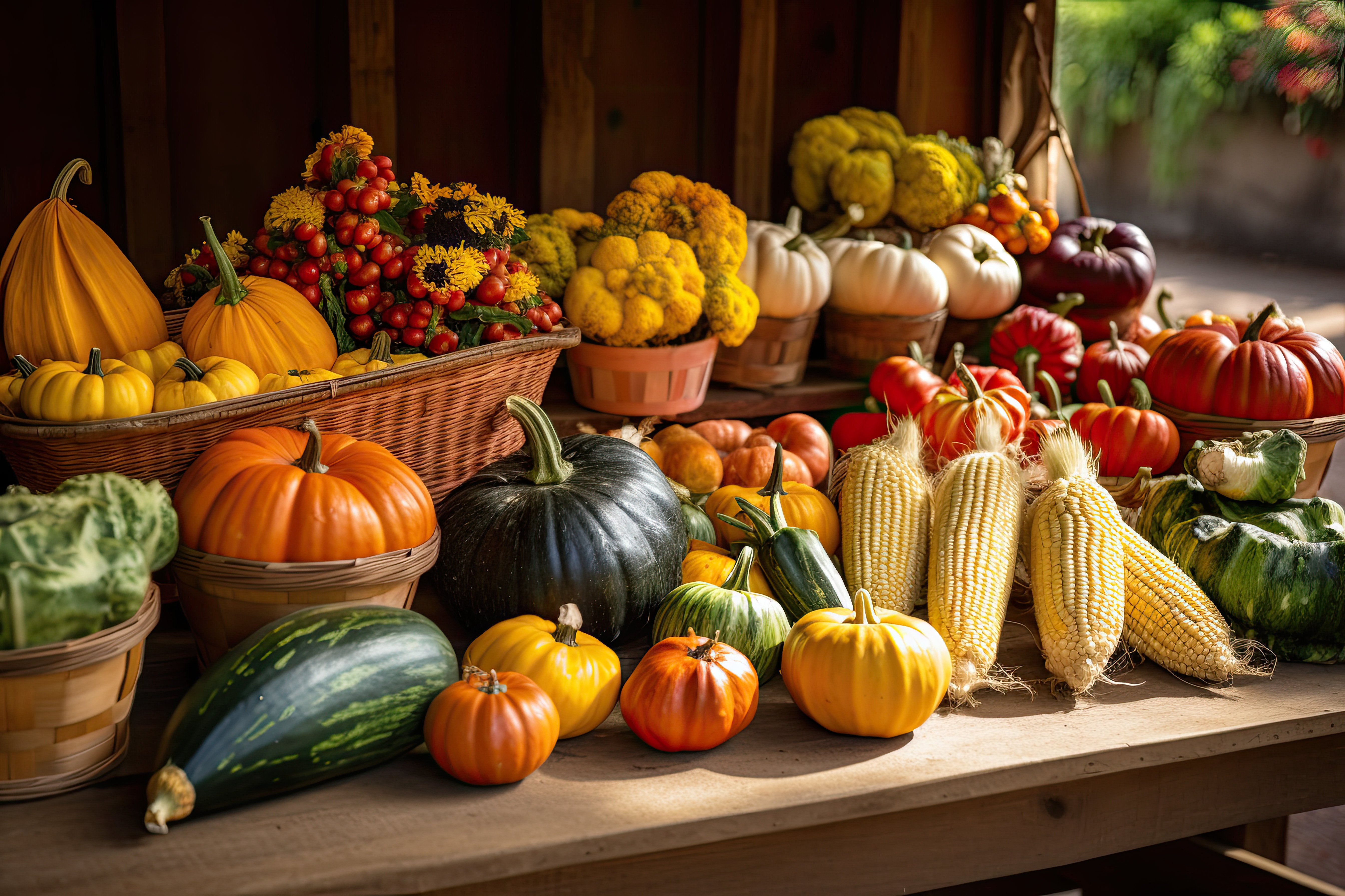 Harvest Vegetables displayed on farm stand