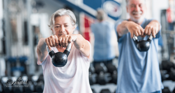 senior couple exercising together