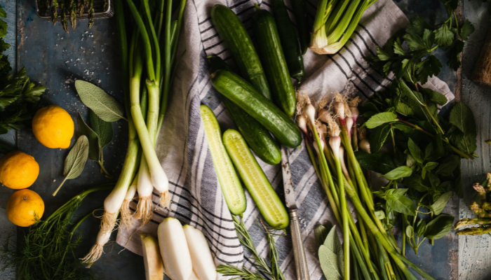 Fresh vegetables and fruits in a farm to table concept