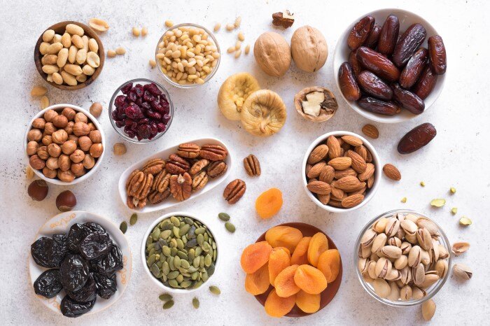 Healthy dried fruit and nuts for snacks
