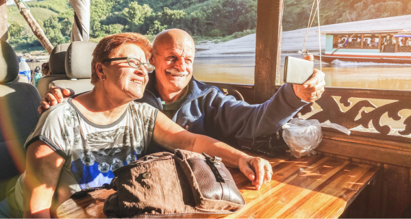 Senior couple on a river tour.