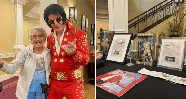 The Bristal at Lake Grove held an immersive Elvis celebration with memorabilia, an impersonator, and more.