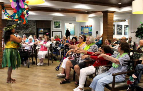 The Bristal at Mount Sinai held a festive luau with traditional Hawaiian dancers from Dance Aloha