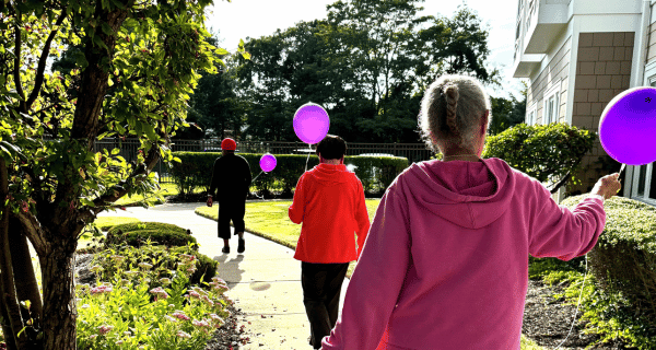 The Bristal at North Woodmere hosted an Alzheimer's walk, and decorated the path with purple balloons, symbolic of the cause.