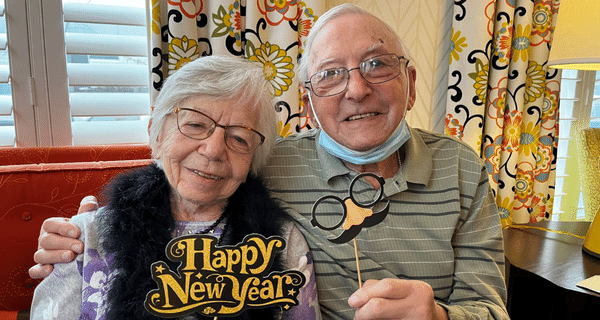 senior couple celebrating the new year
