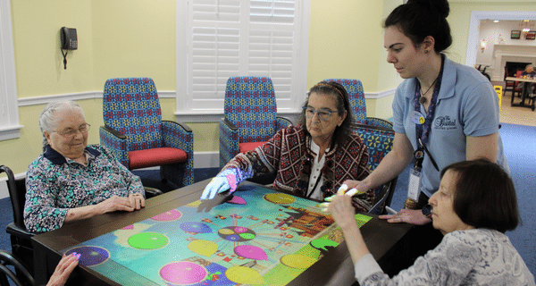 residents and team members playing interactive game