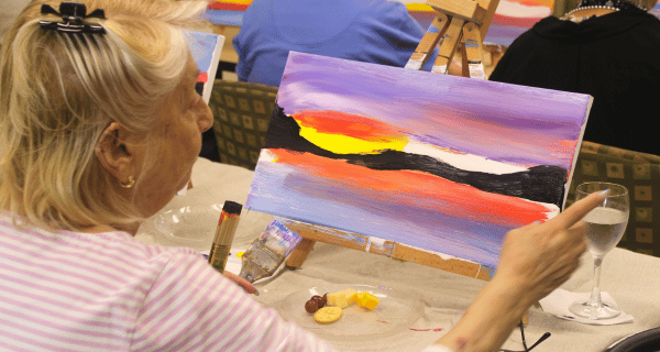 Lynbrook residents painted sunsets and enjoyed appetizers.