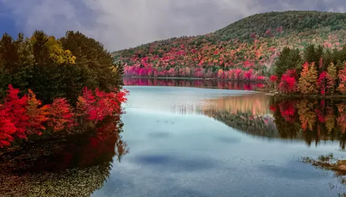 River in Connecticut with fall foliage